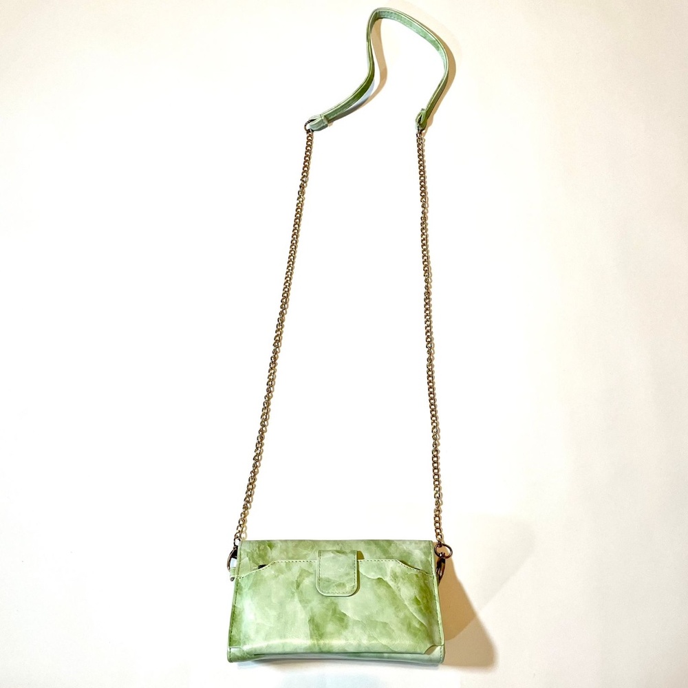 Lime Green & White Marble Pattern Leather Convertible Women's Purse
